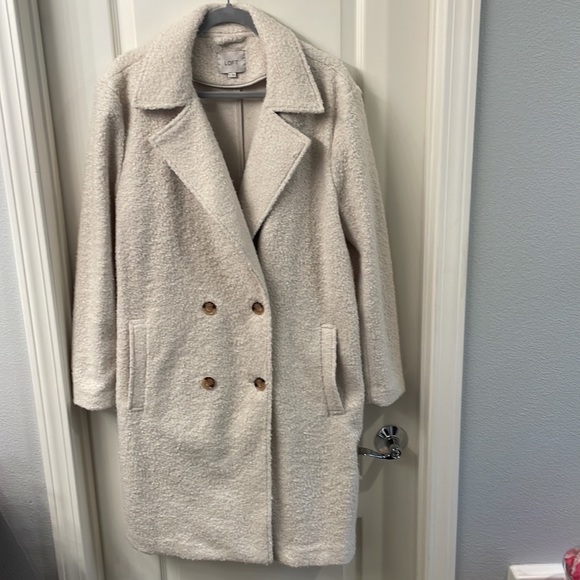 LOFT Off White Softened Double Breasted Coat - Picture 5 of 9